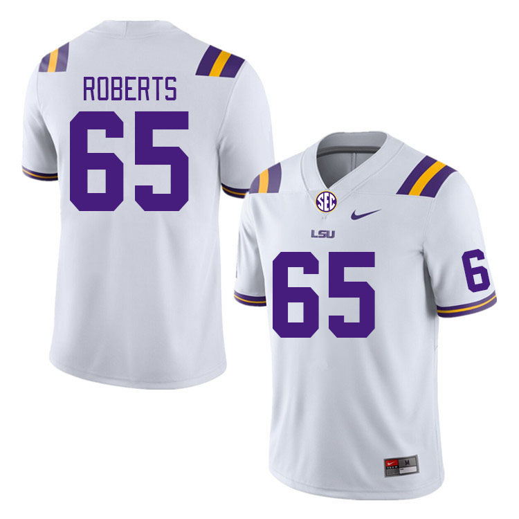 Men #65 Kobe Roberts LSU Tigers College Football Jerseys Stitched-White